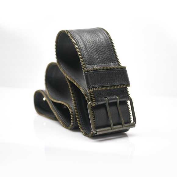 GARUGLIERI Belt Size L Black Brass Zipper Edge Made in Italy - Picture 4 of 8